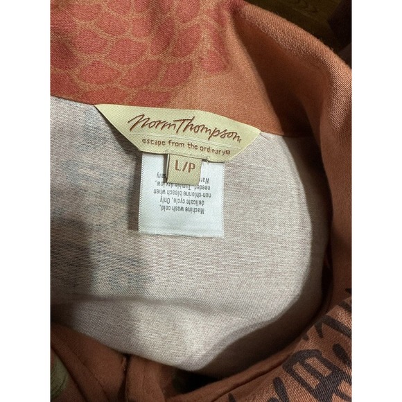 Norm Thompson Womens Orange Chinese Bamboo Print Button Up Jacket Size Large P - Picture 10 of 10
